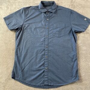 KUHL Shirt Mens‎ Medium Blue Geometric Outdoor Hiking Camping Short Sleeve